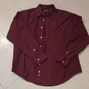Puritan Men's Dark Red Casual Button Down Shirt Size M 38/40 Wrinkle Resistant